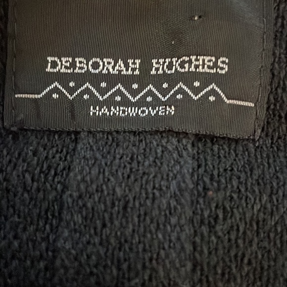 Deborah Hughes handwoven poncho red black ikat - Picture 8 of 9